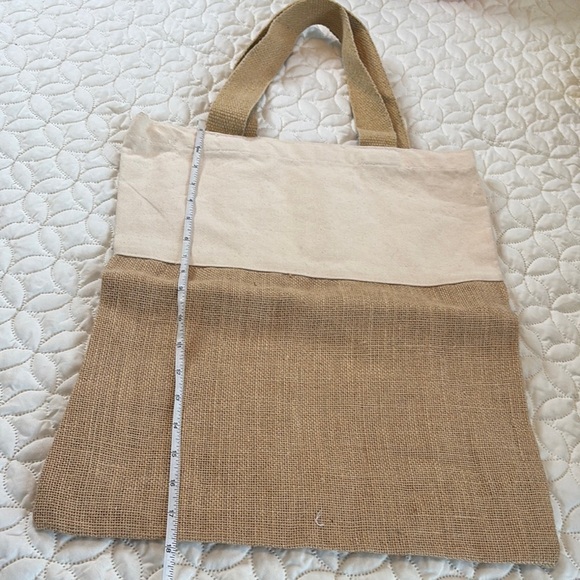 Eloquence Canvas and Burlap Two-Tone Tote Bag 14 x17.5 NWOT - Picture 2 of 7
